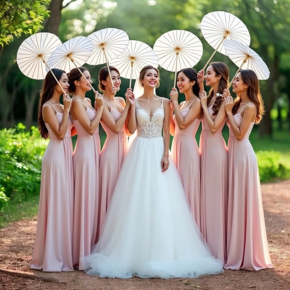 Pink Japanese Parasol Chinese Nylon Umbrella for Photos Costumes Wedding Sz 32” - Picture 2 of 12